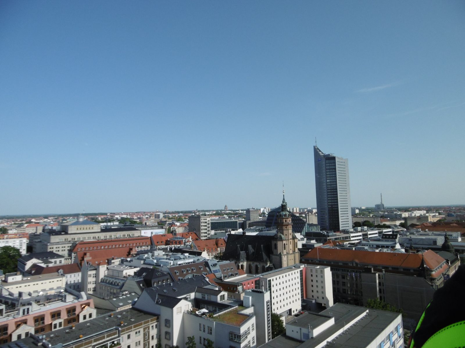 Leipzig Nikolaikirche und City-Hochhaus Blick von oben